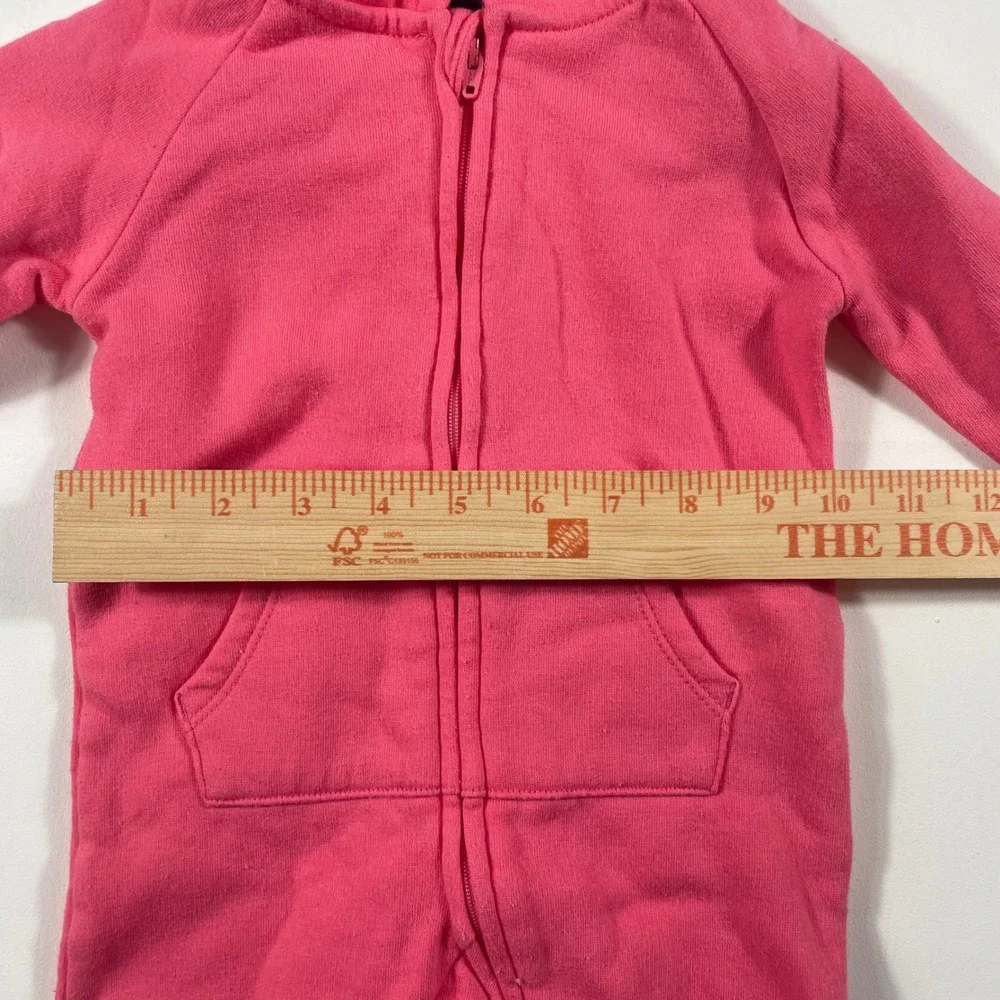 Carhartt Fleece Hooded Coverall Baby 6M Full Zip Logo Patch Pink OX9732-G